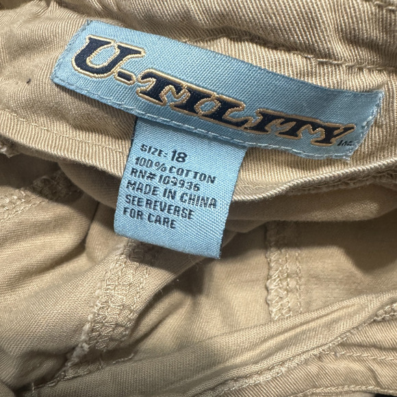 Utility Beige Denim Skirt Midi Vintage Y2K sz 18 fringe hem flare long Western - Picture 6 of 6